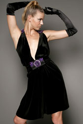 Velvet V-neck Line Dress