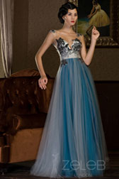 Long Net Dress Dark Blue